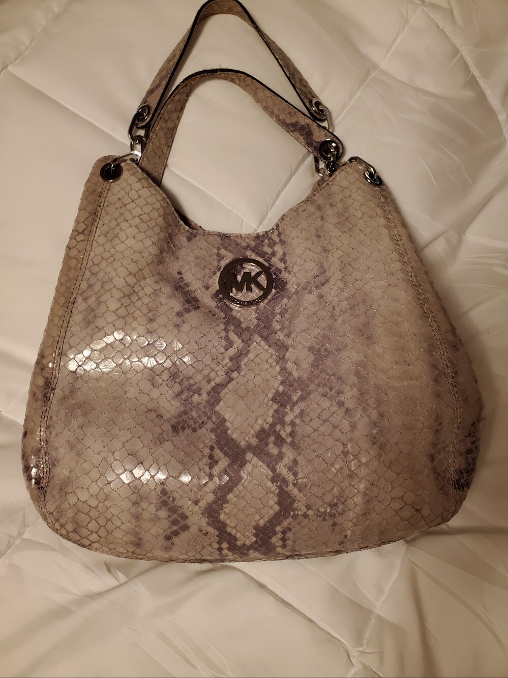 Michael Kors Taupe Snake-Print Hobo Bag